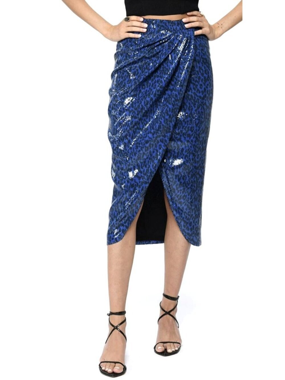 Zadig & Voltaire Jamelia Leopard Print Sequined Midi Skirt New Size 8/10